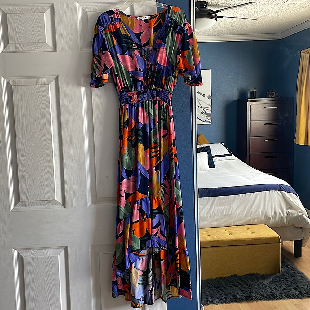 Anthropolgie Abel the Label high low dress. Flattering flowing dress, high waist